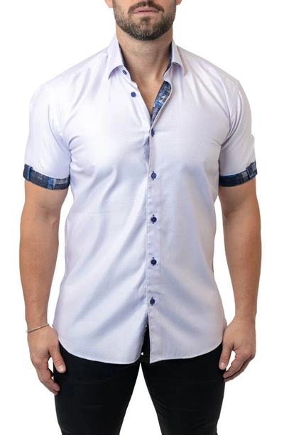 Maceoo Galileo Grate 44 White Contemporary Fit Short Sleeve Button-up Shirt