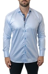 MACEOO MACEOO EINSTEIN DIAMOND 62 BLUE CONTEMPORARY FIT BUTTON-UP SHIRT