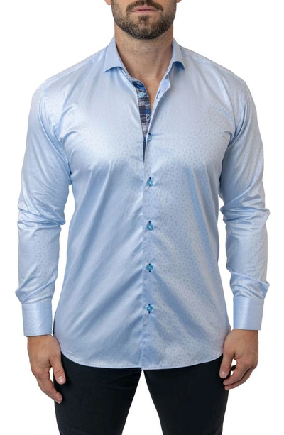 Maceoo Einstein Diamond 62 Blue Contemporary Fit Button-up Shirt
