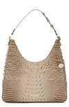 Brahmin Tabitha Croc Embossed Leather Shoulder Bag In Sesame