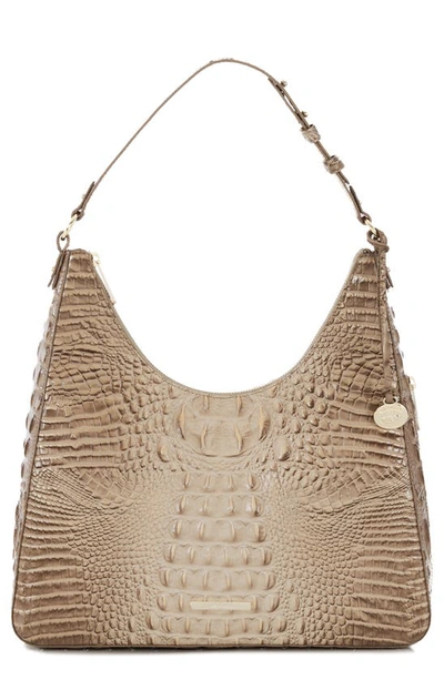 Brahmin Tabitha Croc Embossed Leather Shoulder Bag In Sesame Ombre Melbourne