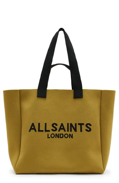 Allsaints Womens Sap Green Izzy Logo-print Recycled-polyester Tote Bag In Sap Green