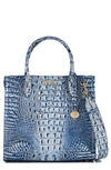 Brahmin Caroline Croc Embossed Leather Satchel In Coastal Blue