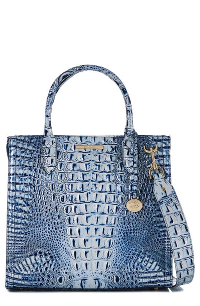 Brahmin Caroline Croc Embossed Leather Satchel In Coastal Blue