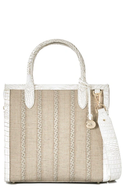 Brahmin Caroline Croc Embossed Leather Satchel In Coconut Milk