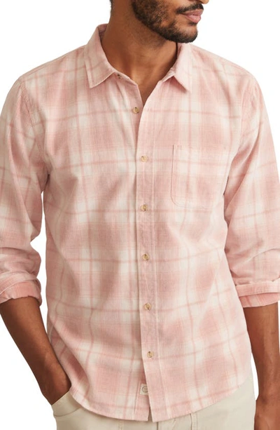Marine Layer Lightweight Plaid Corduroy Button-up Shirt In Pink Plaid