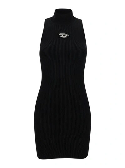 DIESEL MINI BLACK DRESS WITH OVAL D CUT OUT DETAI IN VISCOSE WOMANL