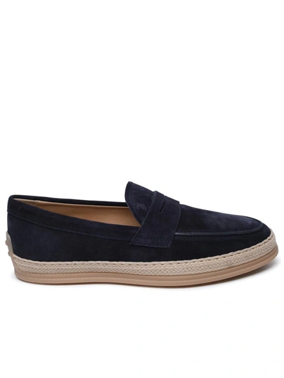 Tod's Loafers In Blue Velvety Suede