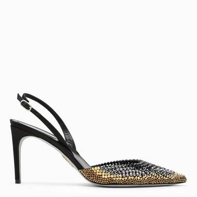 René Caovilla Slingback Jackie With Rhinestones In Black