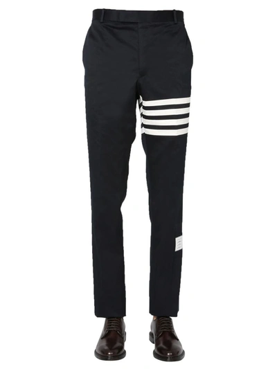 Thom Browne Navy Unconstructed 4-bar Seamed Chino Trousers In Blue