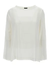 PLAIN WHITE LONG-SLEEVED BLOUSE IN STRETCH SILK WOMAN