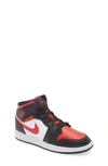 Jordan Kids' Nike Air  1 Mid Se Basketball Sneaker In Black/ Fire Red
