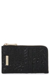 Brahmin Lennon Croc Embossed Leather Card Case In Black