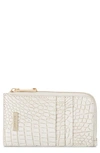 Brahmin Lennon Croc Embossed Leather Card Case In Coconut Milk