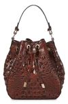 Brahmin Melinda Croc Embossed Leather Bucket Bag In Pecan Melbourne
