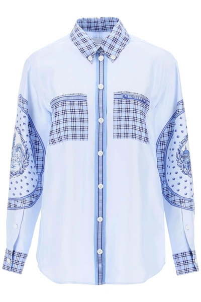 Burberry Woman Shirt Sky Blue Size 8 Silk