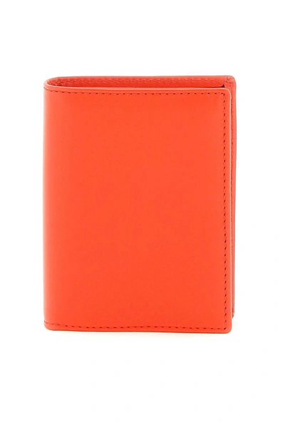Comme Des Garçons Leather Small Bi-fold Wallet In Rosso