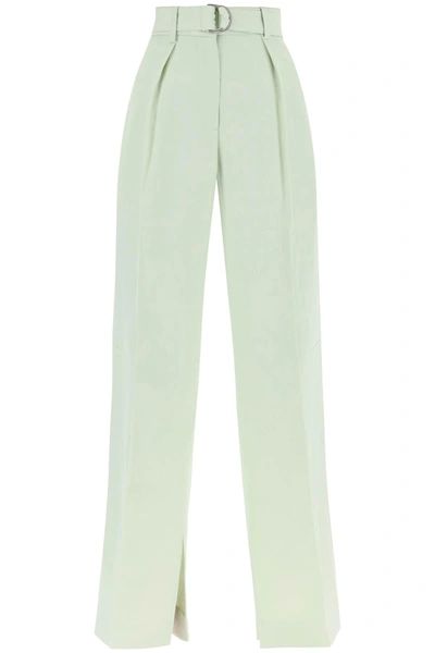 Jil Sander Light Green Linen-blend Trousers