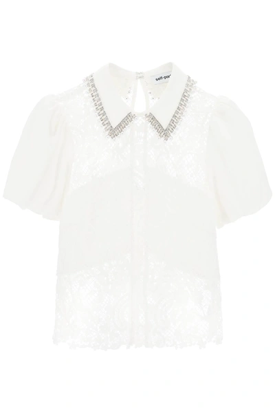 Self-portrait Lace Shirt In White