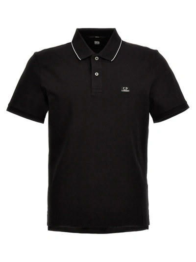 C.p. Company Logo Embroidery Polo Shirt In Black