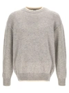 MSGM LOGO EMBROIDERY SWEATER SWEATER, CARDIGANS GRAY