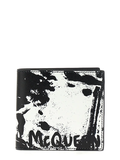 Alexander Mcqueen Mcqueen Graffiti Wallets, Card Holders White/black