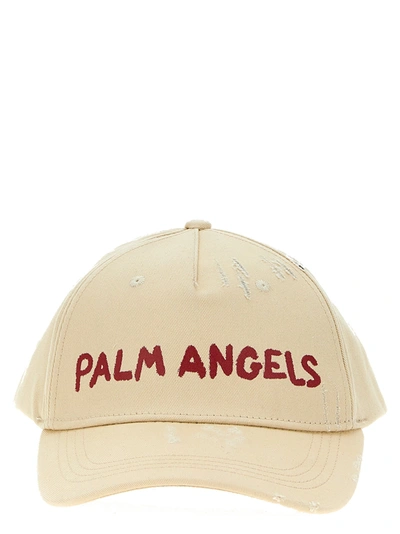 Palm Angels Seasonal Logo Hats White In Off White,red