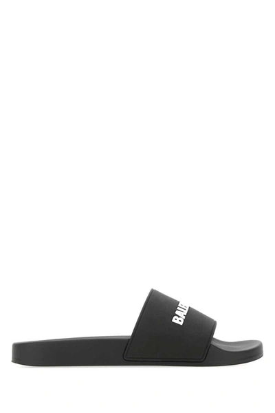 Balenciaga Slipper With Logo In Black