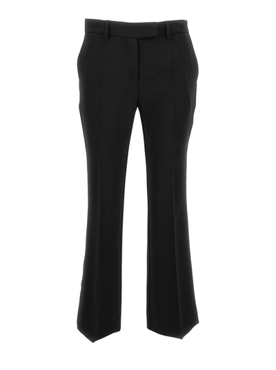 Plain Cady Mini Flare Trousers In Black