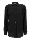 PLAIN BLACK RELAXED SHIRT WITH MOTHER-OF-PEARL BUTTONS IN CADY WOMAN