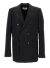 AMI ALEXANDRE MATTIUSSI BLACK DOUBLE BREASTED BLAZER WITH BUTTONS IN WOOL MAN