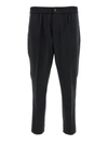 AMI ALEXANDRE MATTIUSSI BLACK TROUSERS WITH REAR POCKETS IN WOOL MAN