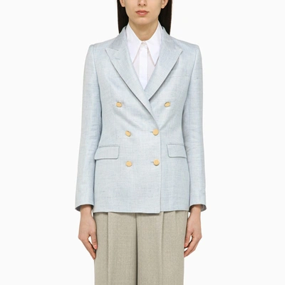 TAGLIATORE LIGHT BLUE LINEN DOUBLE-BREASTED JACKET