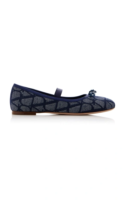 Valentino Garavani Toile Iconographe Ballerina Flat In Blue