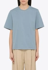 By Malene Birger Large Round Neck Blue T Shirt In Organic Cotton In Light Blue