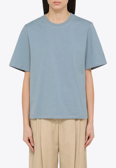 By Malene Birger Large Round Neck Blue T Shirt In Organic Cotton In Light Blue