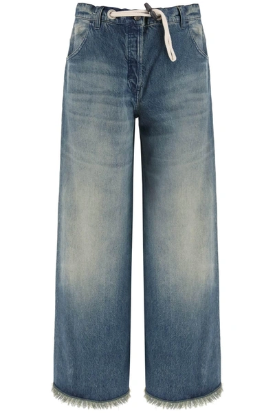 Moncler Genius Cropped Buttoned Jeans In Blue