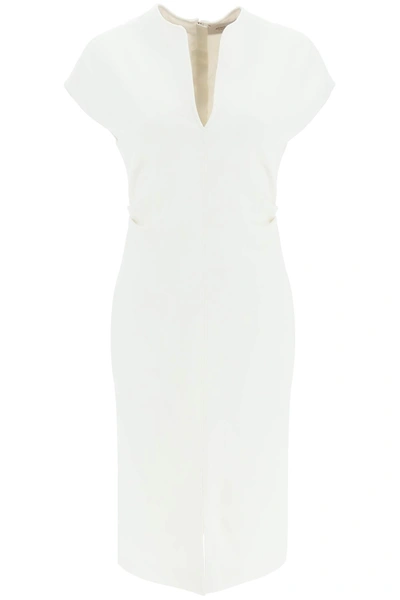 Agnona Wool Crepe Sheath Dress In White Wool