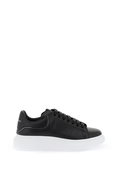 Alexander Mcqueen Black Sneakers With Embossed Logo On Tonal Stitching In Leather Man In Metallic