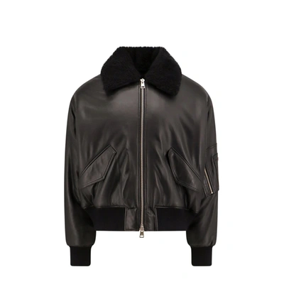 AMI ALEXANDRE MATTIUSSI AMI PARIS AMI PARIS LEATHER BOMBER JACKET