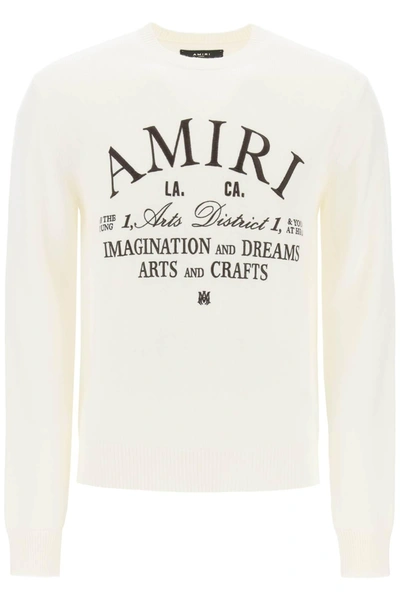 Amiri Arts District Logo-embroidered Wool Jumper In Beige