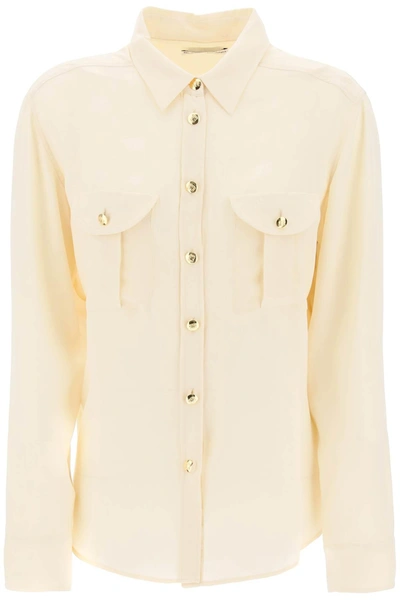 Blazé Milano Faverolles Jacquard Crepe Shirt In White,neutro