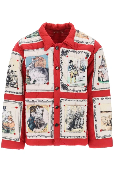 Bode Storytime Quilted Jacket In Red