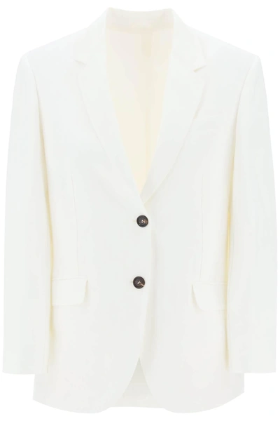 Brunello Cucinelli Viscose-linen Single-breasted Blazer In White