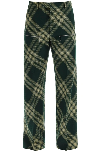 Burberry Workwear Trousers In Houndstooth Pattern In Multicolor