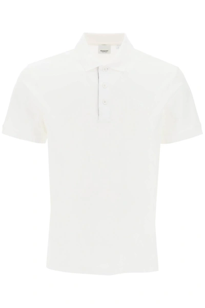 Burberry Classic Embroidered Cotton Polo Shirt For Men In White