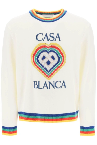 CASABLANCA CASABLANCA RAINBOW HEART VIRGIN WOOL SWEATER