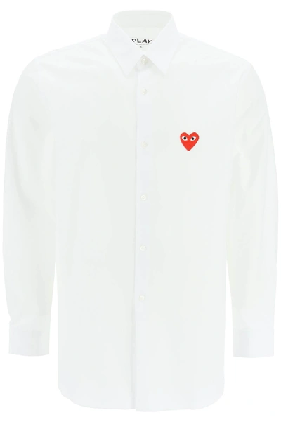 Comme Des Garçons Play Comme Des Garcons Play Heart Patch Cotton Shirt In White