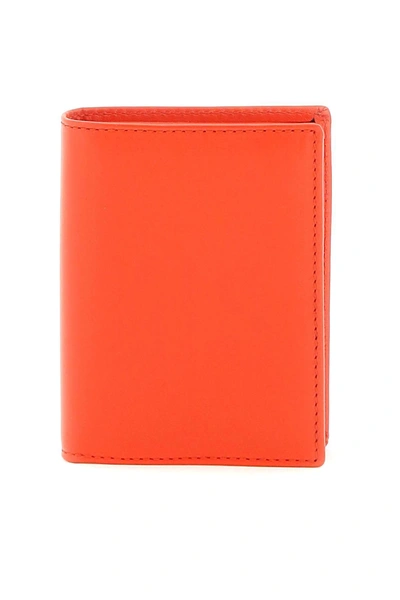 Comme Des Garçons Leather Small Bi-fold Wallet In Rosso