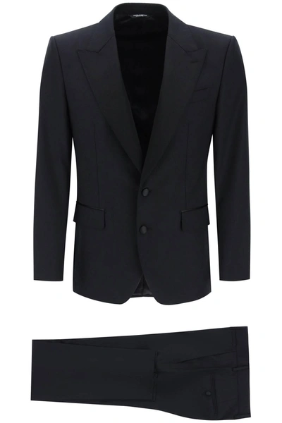 Dolce & Gabbana Single-breasted Pressed Crease Tailored Suit In Black